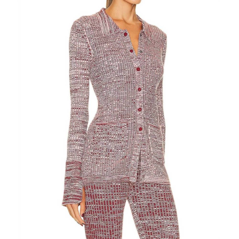 NEW LIVE THE PROCESS marl cardigan in seashell & chili flake - Picture 2 of 4